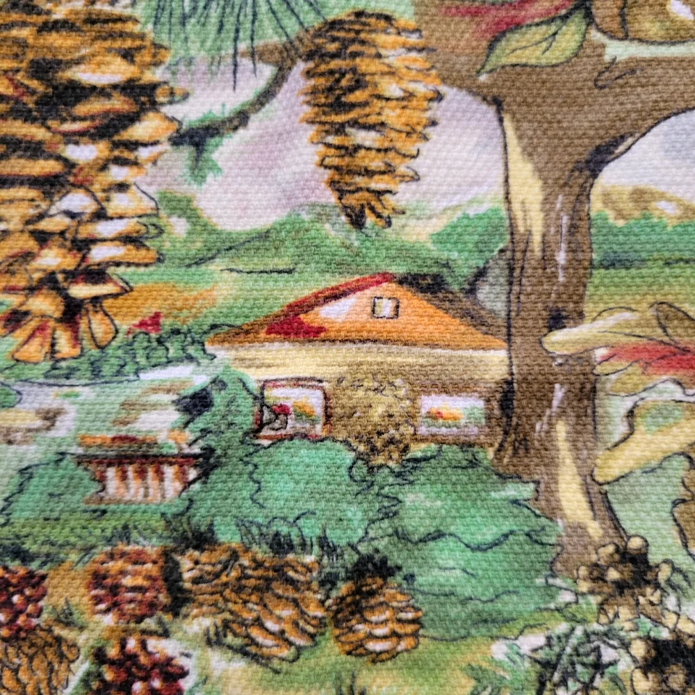 Vintage Woodland Scene Kitchen Linen ~ Towel or Tapestry ~ Nature ~ Pretty